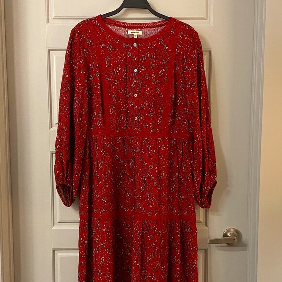 Max Studio Floral Tiered Midi Dress Size L - Picture 2 of 4